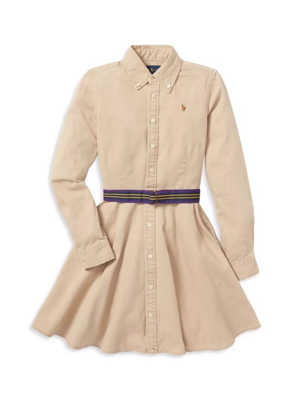 Polo Ralph Lauren Girls Chino Belted Shirtdress, Size 3